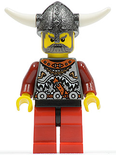 LEGO Minifigure-Viking Red Chess Bishop - Horns Glued to Helmet-Vikings-VIK032-Creative Brick Builders